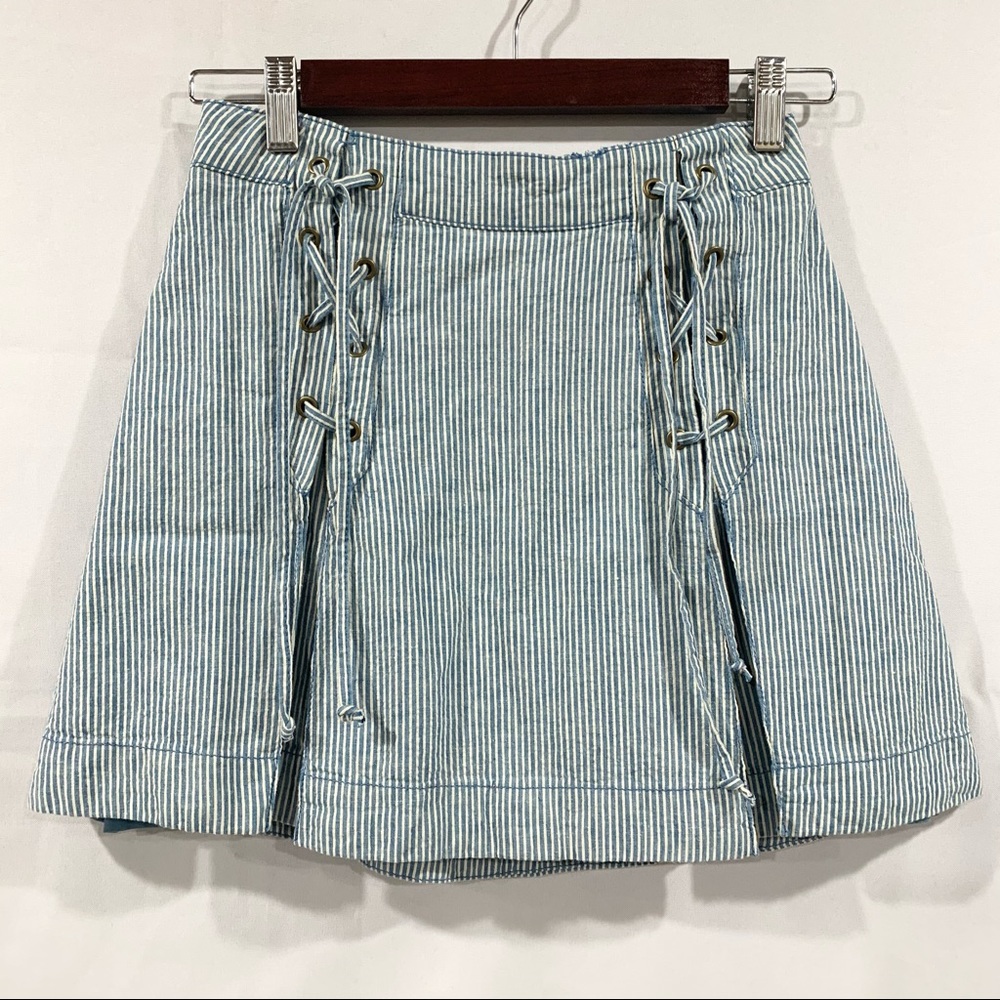 FREE PEOPLE Railroad Striped Mini Skirt size 0 - Picture 4 of 8